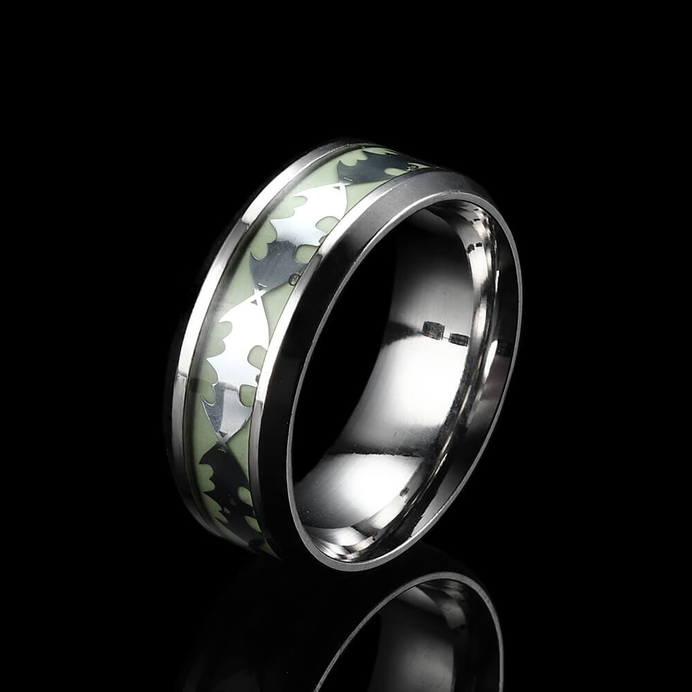 Bat Pattern Stainless Steel Luminous Ring