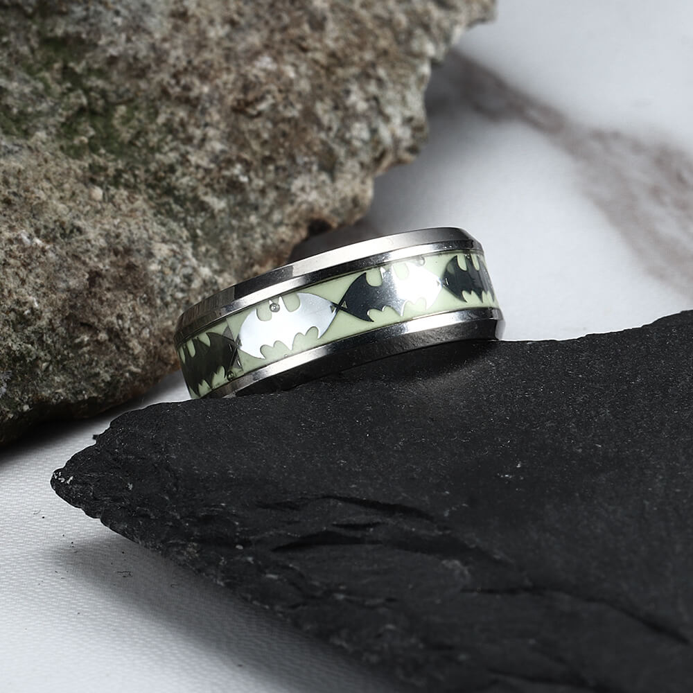 Bat Pattern Stainless Steel Luminous Ring