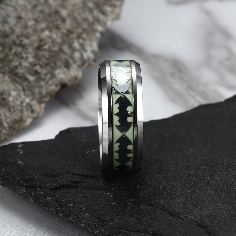 Bat Pattern Stainless Steel Luminous Ring