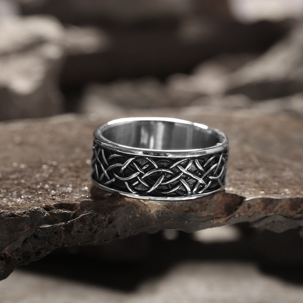 Celtic Knot Raven Stainless Steel Viking Ring