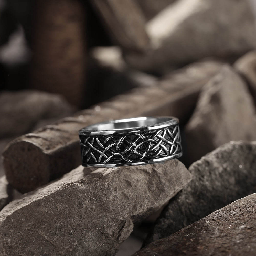 Celtic Knot Raven Stainless Steel Viking Ring