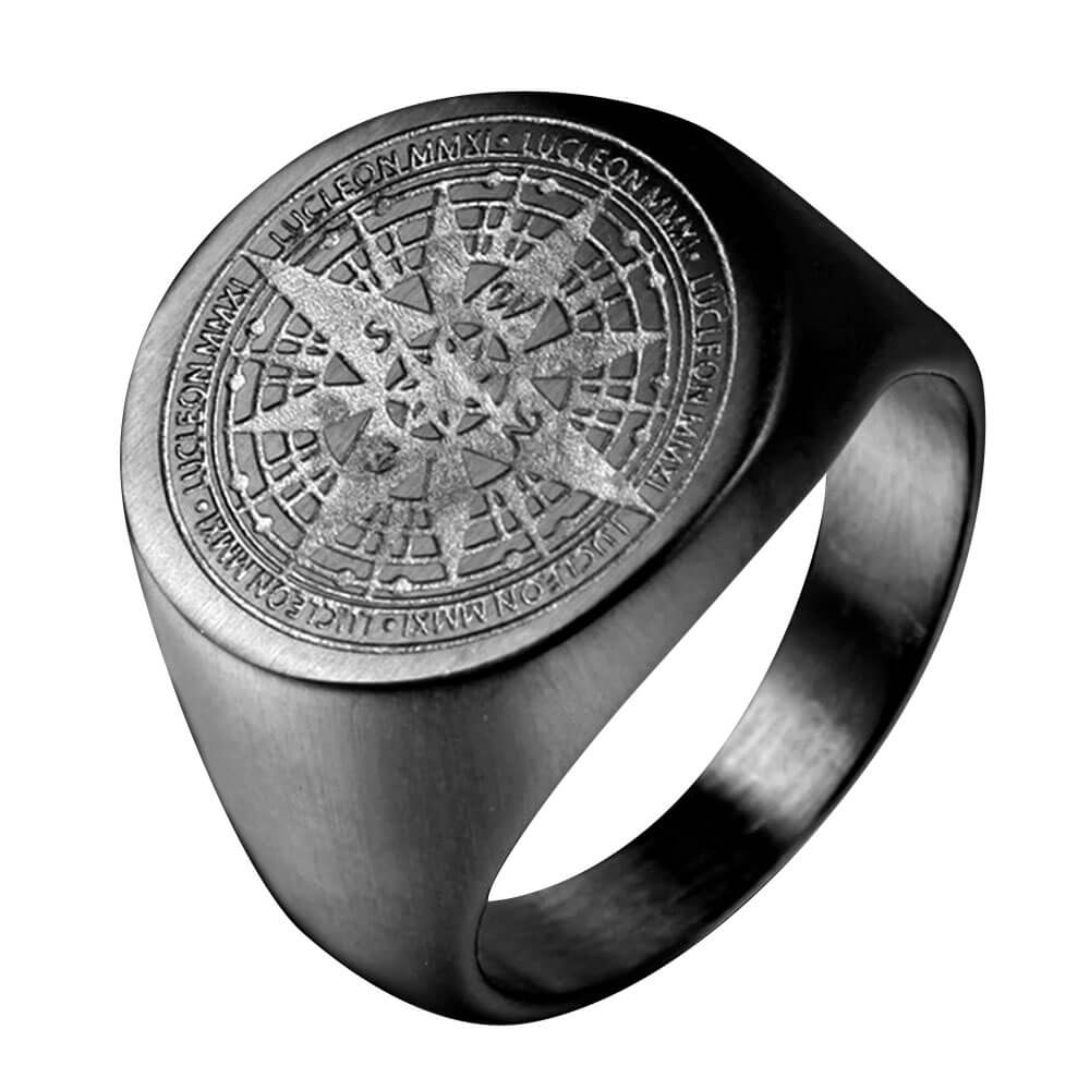 Crafted Compass Stainless Steel Men's Ring