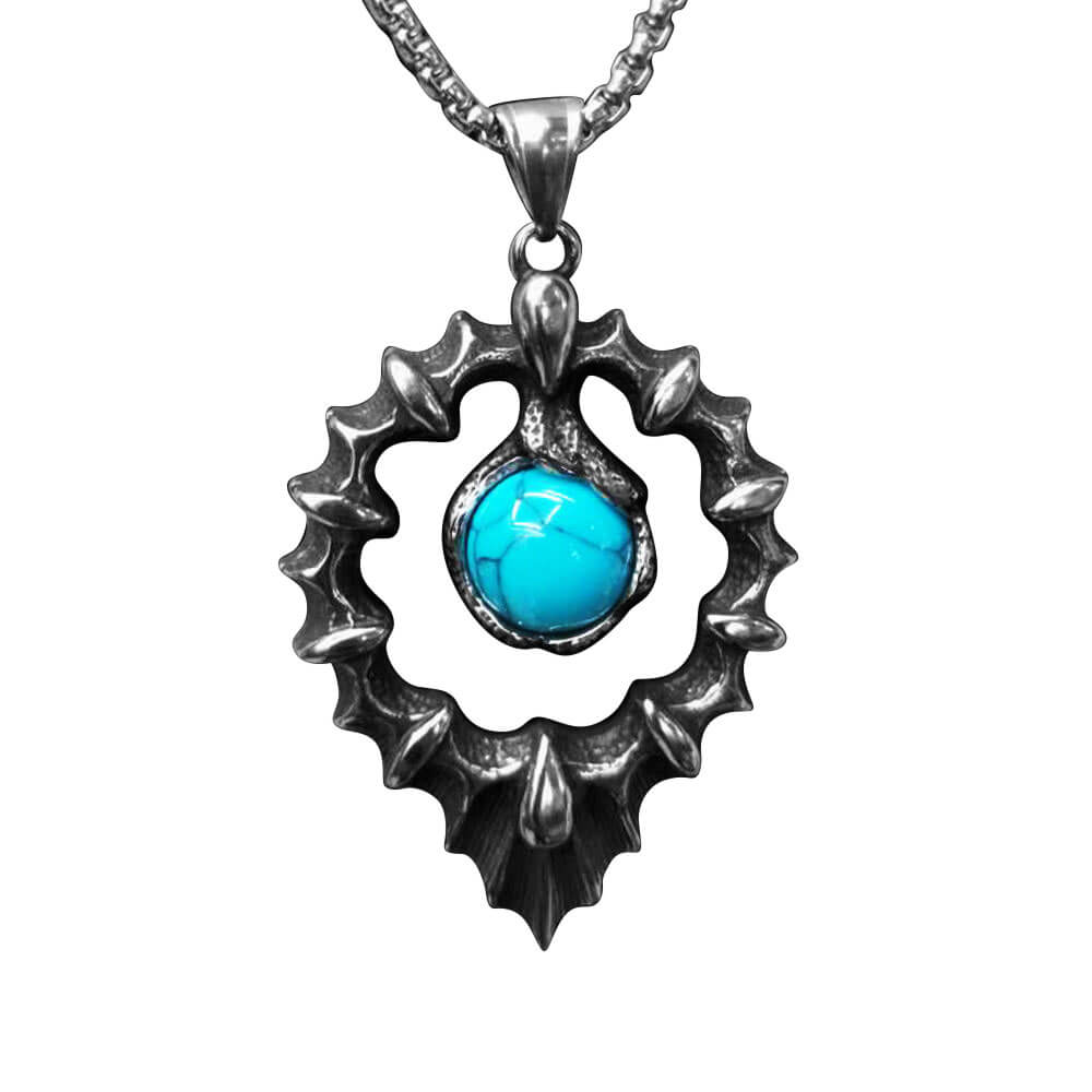 Drop-shaped Turquoise Stainless Steel Men's Pendant