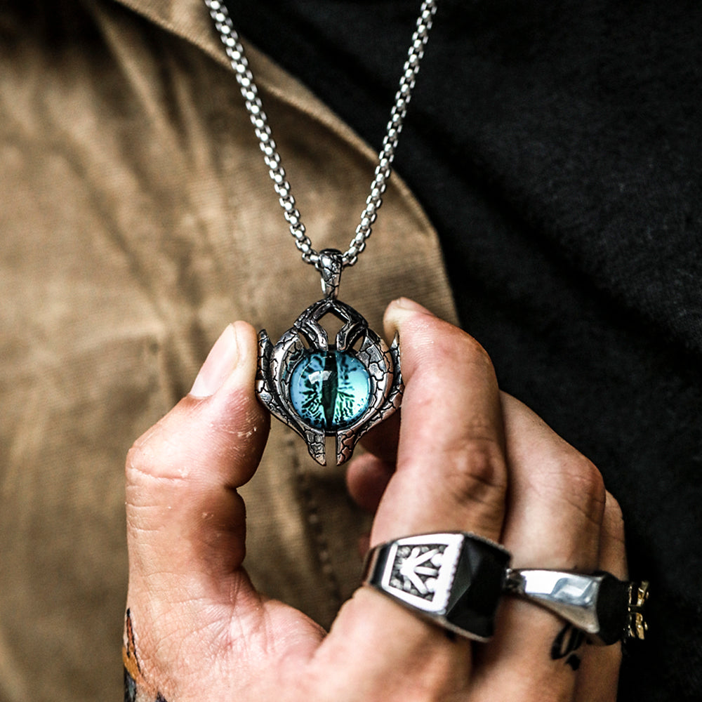 Devil's Eye Stainless Steel Men's Gemstone Pendant