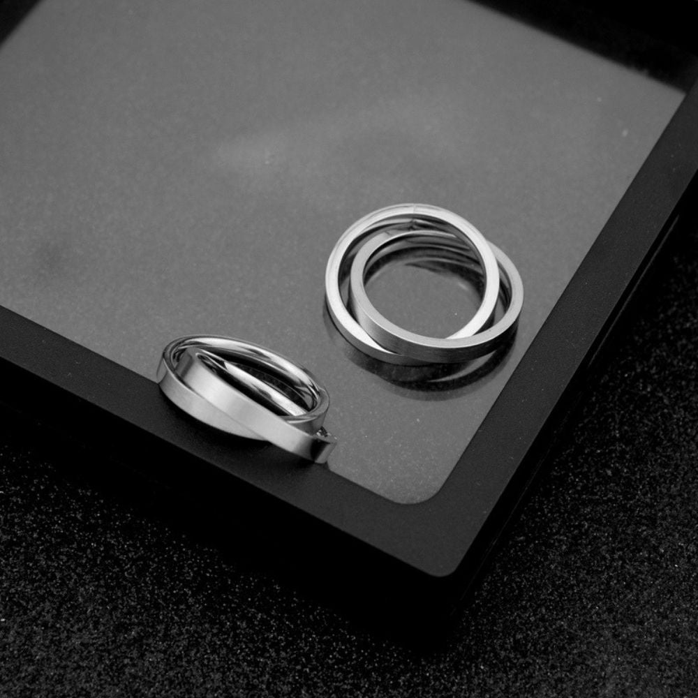 Double Undefined Stainless Steel Couple Spinner Ring