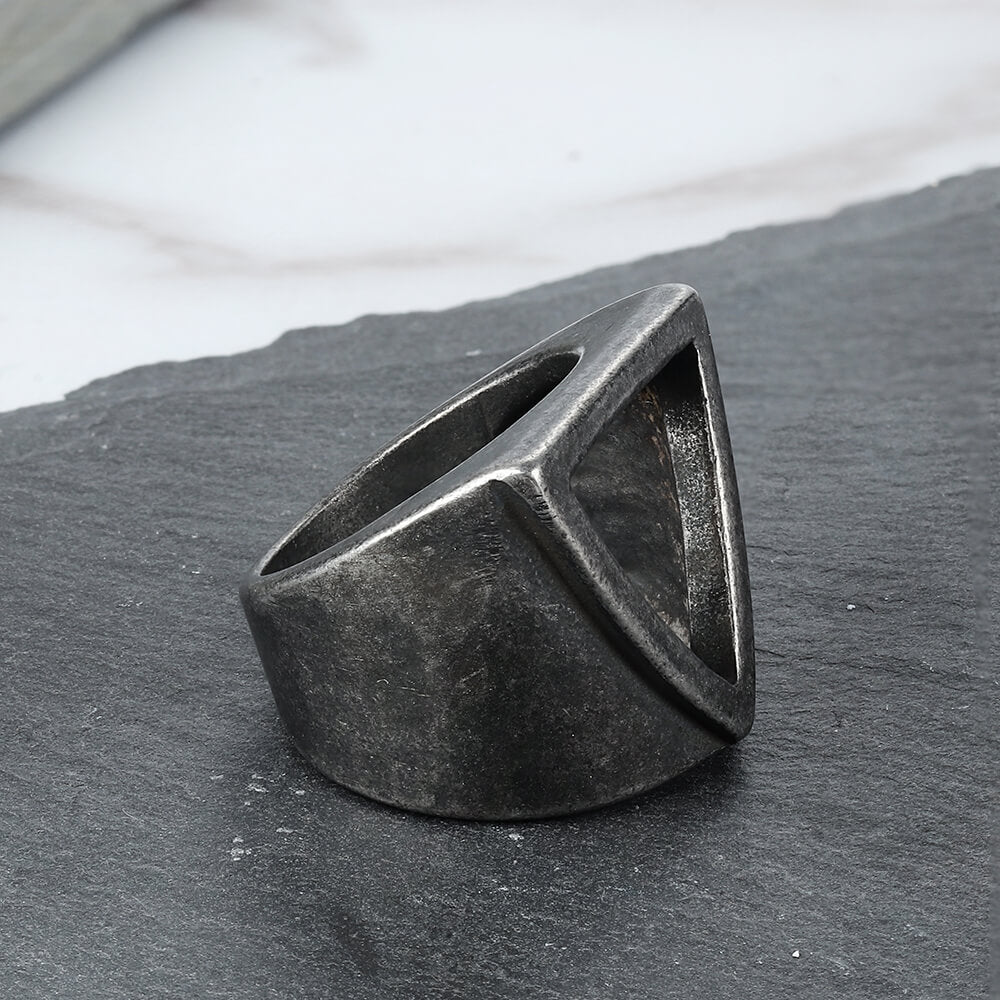 Hollow Triangle Stainless Steel Men's Ring