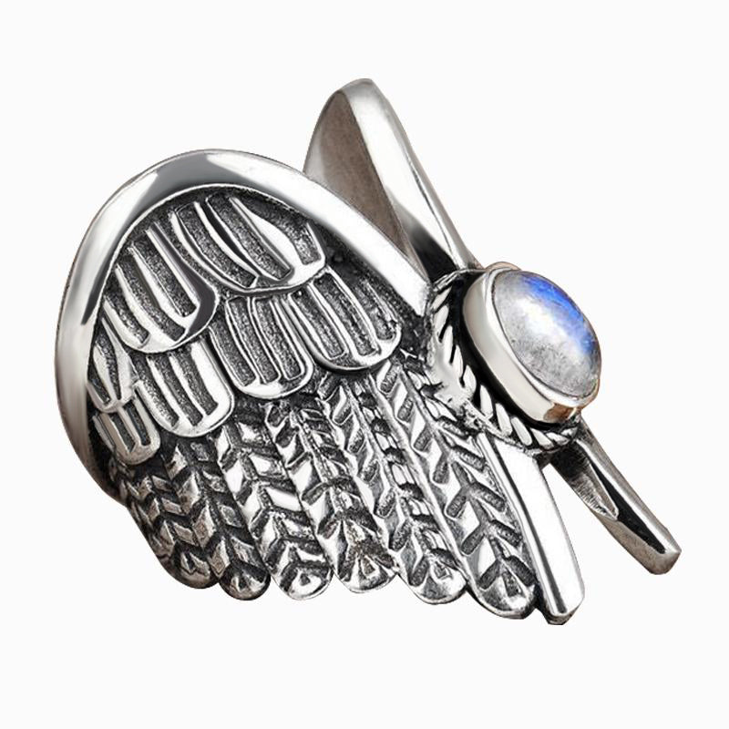 Moonstone Angel Wings Women's Ring