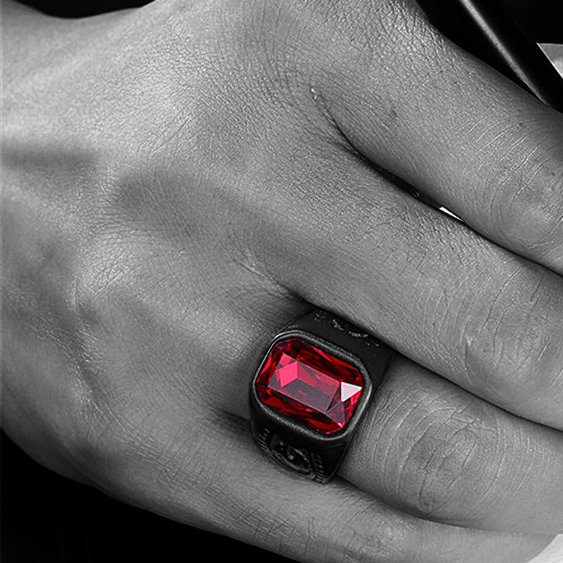 Dracula Red Gemstone Stainless Steel Ring