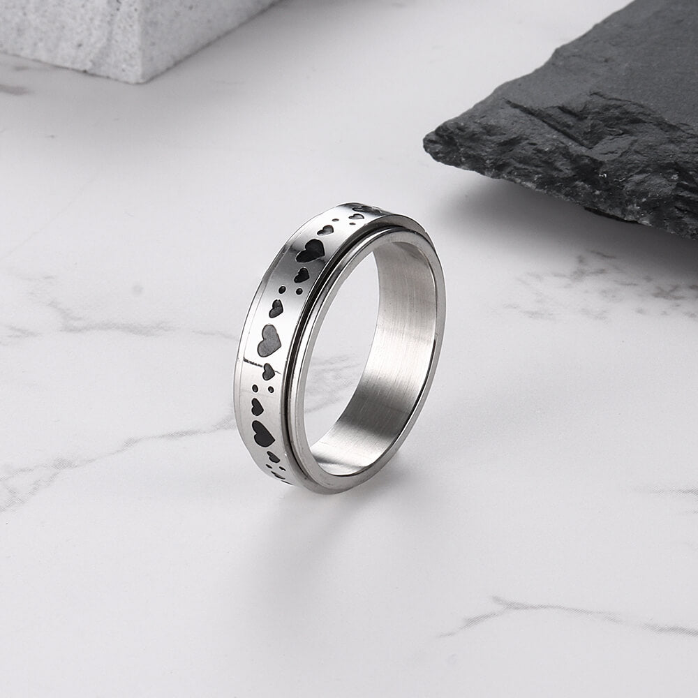 Heart-Shaped Stainless Steel Spinner Ring