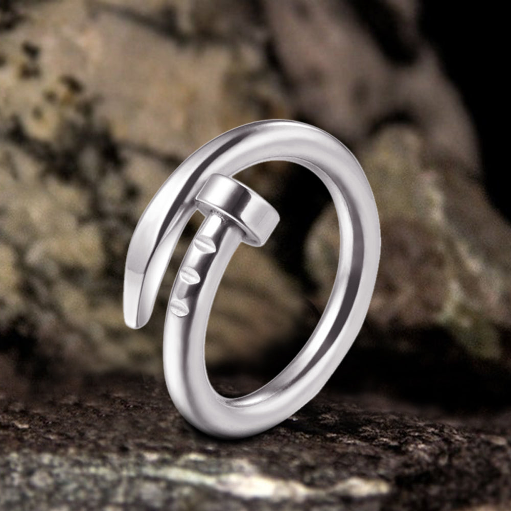 Simple Bent Nail Stainless Steel Men's Ring