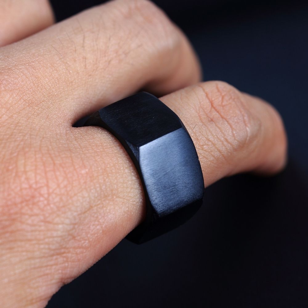 Simple Square Hexagon Stainless Steel Men's Ring