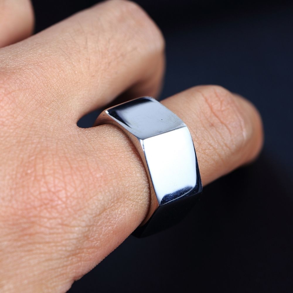 Simple Square Hexagon Stainless Steel Men's Ring