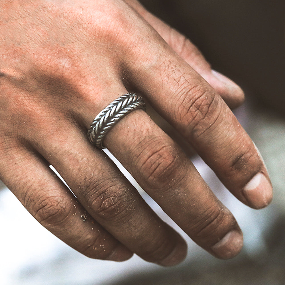 Simple Twisted Rope Stainless Steel Men's Ring Band