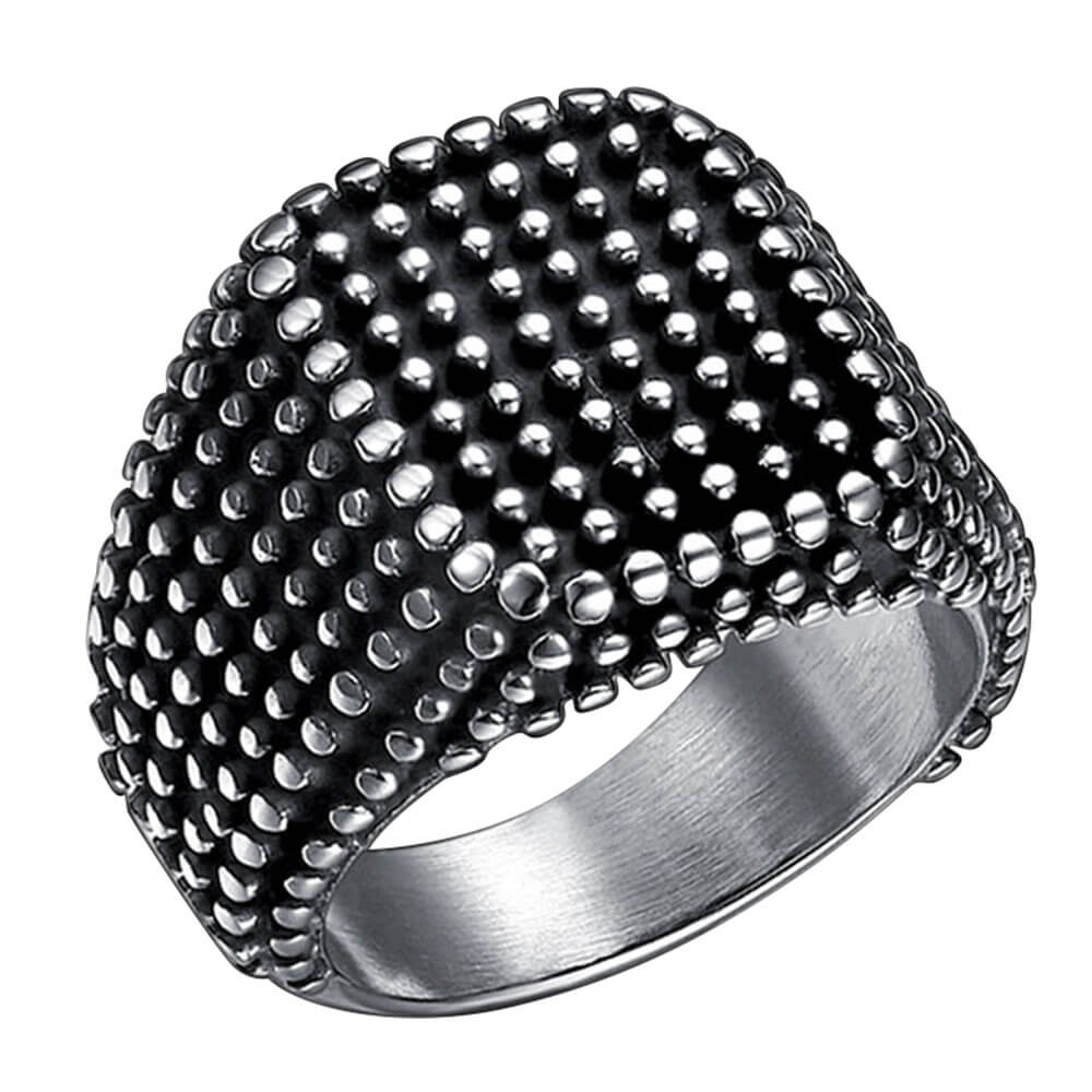 Square Round Spots Stainless Steel Men's Ring