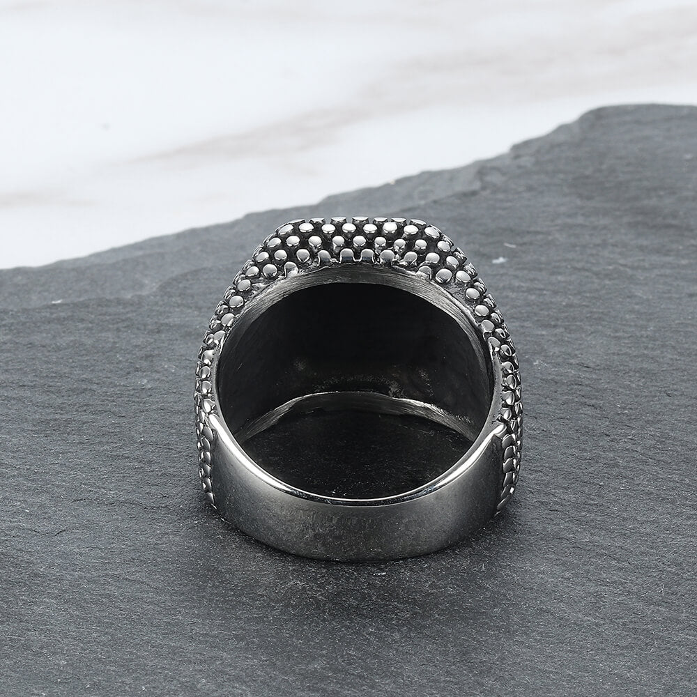 Square Round Spots Stainless Steel Men's Ring