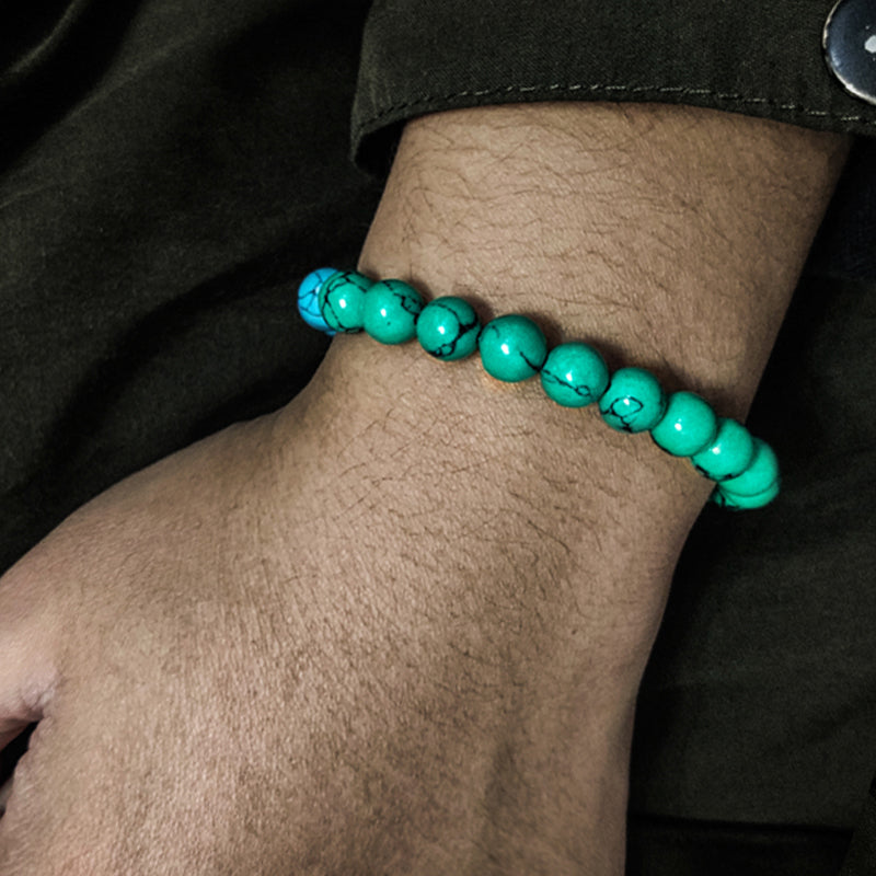 Turquoise Round Bead Men's Bracelet