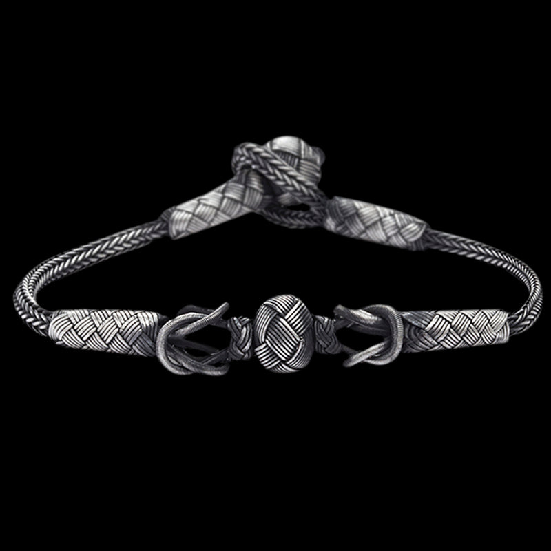 Sterling Silver Men's Transfer Braided Bracelet