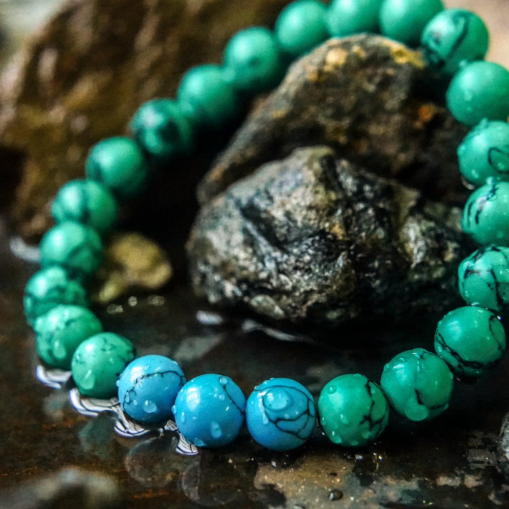 Turquoise Round Bead Men's Bracelet