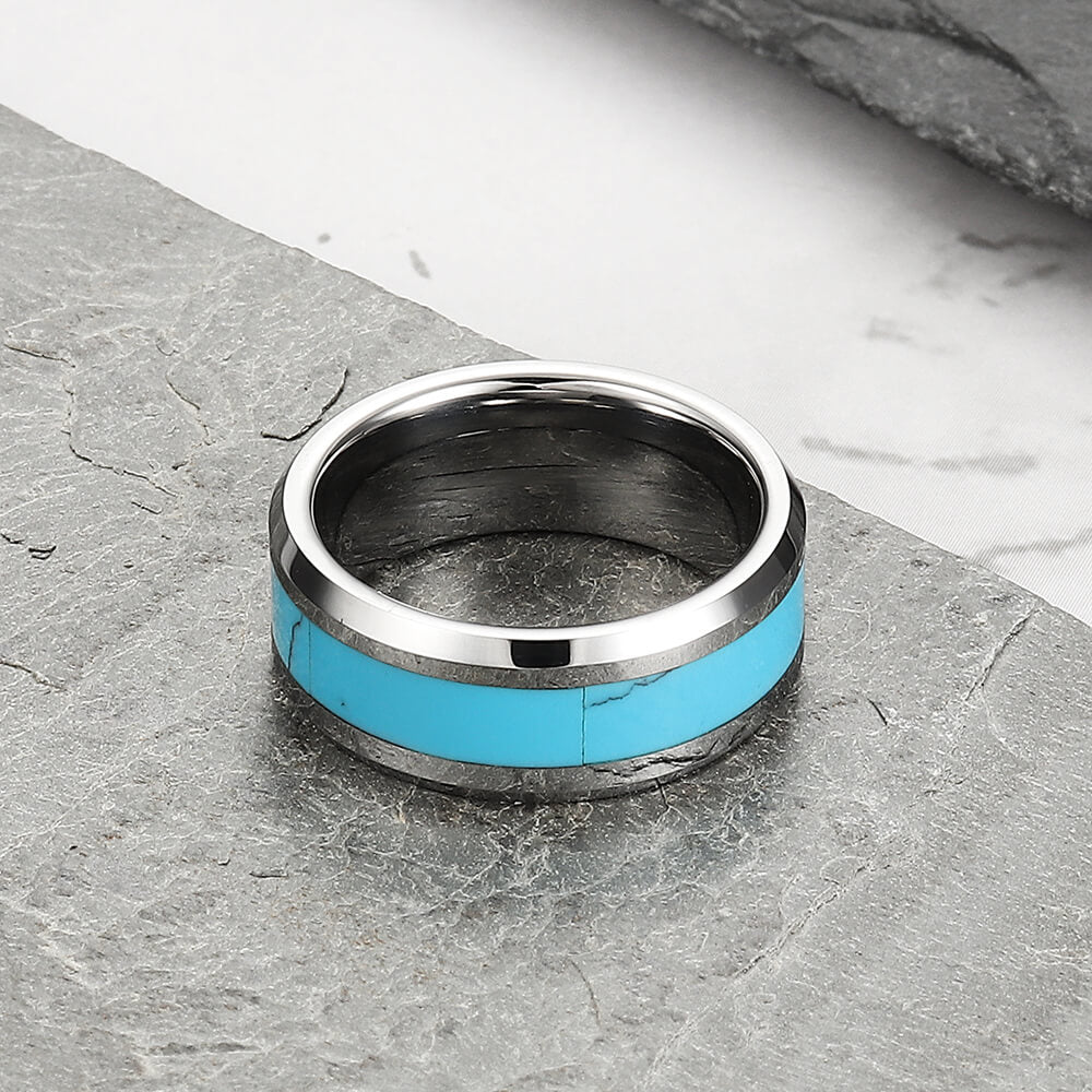 Turquoise Tungsten Steel Men's Ring