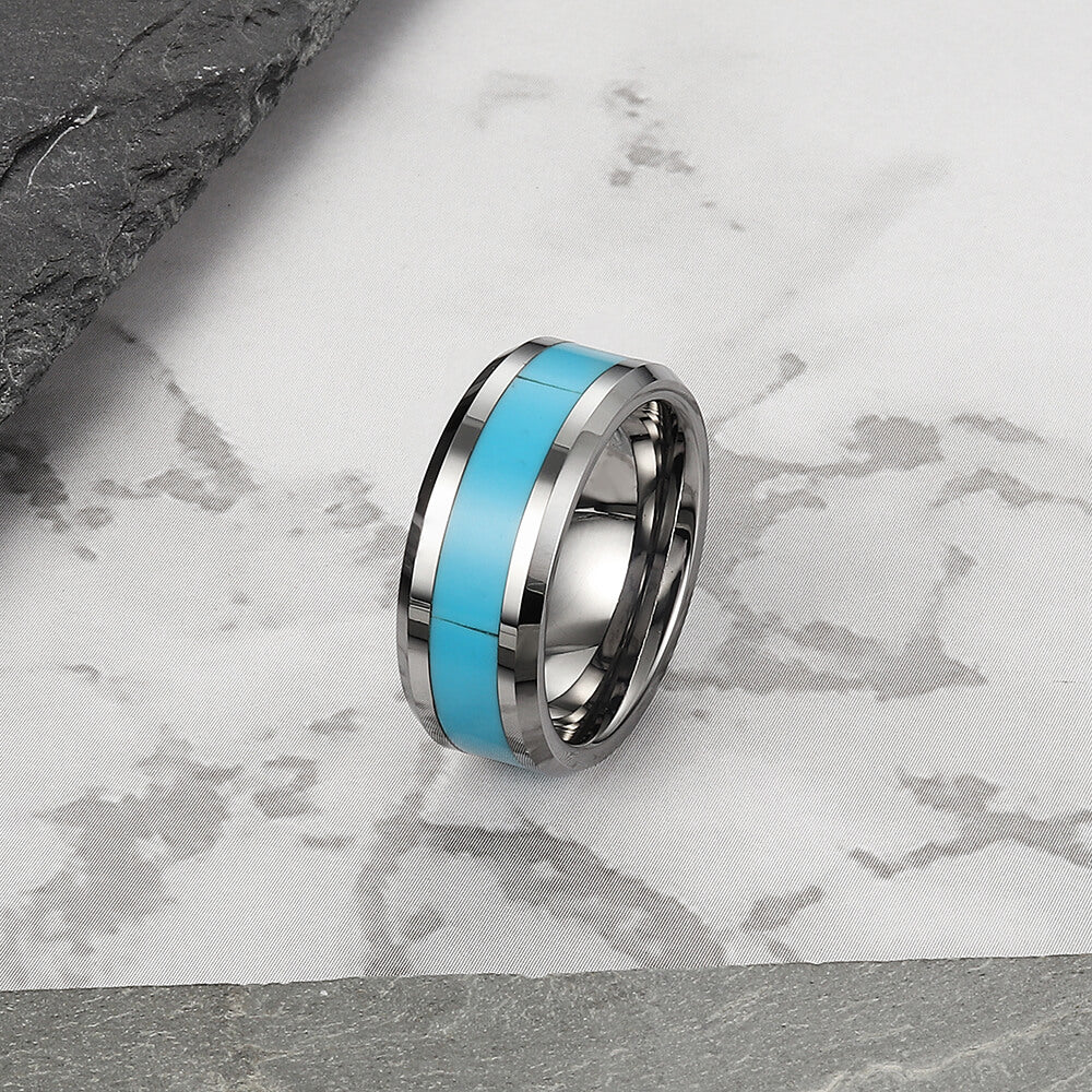 Turquoise Tungsten Steel Men's Ring