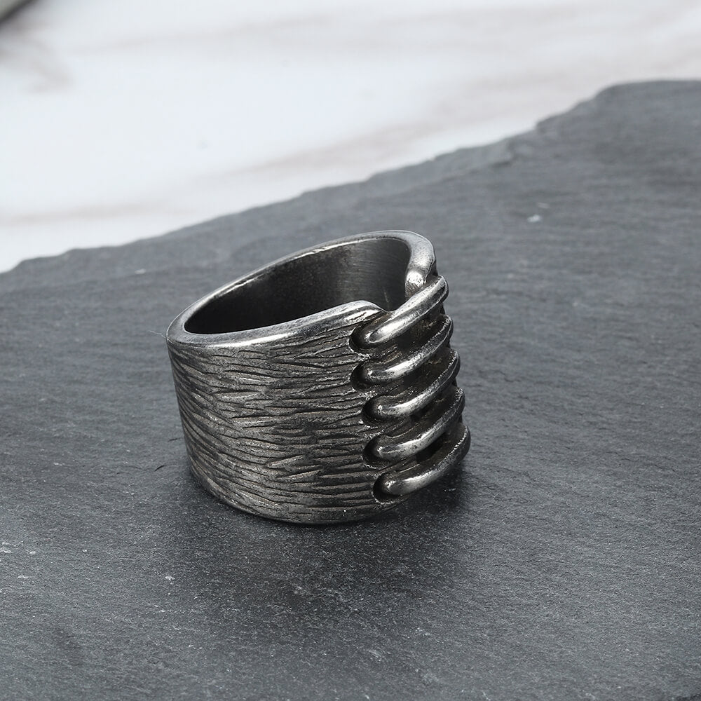 Wide Stainless Steel Men's Ring Band